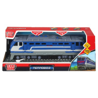 Машинка пластик. 30см "Тепловоз"  инерц. механизм, двери, 4 кноп