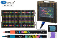 Набор маркеров с блестками  80цв. кистевидн. "Basir" 1-5мм