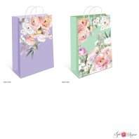 Пакет 40*30*10см "Цветы" с пласт. ручками, мягкий пластик