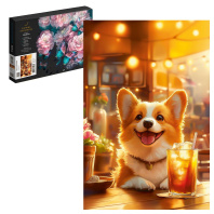 Картина по номерам на холсте 20*30см "Корги с лимонадом"