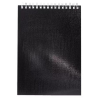 Блокнот А5  80л гребень "METALLIC Черный" клетка