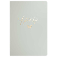 Блокнот А6+  32л скоба слева "Делаю, как чувствую" диз.блок, мат.лам., тисн.фольгой