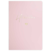 Блокнот А6+  32л скоба слева "У меня к себе нежность" диз.блок, мат.лам., тисн.фольгой