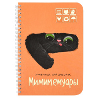 Личный дневник для девочек А5  40л., гребень, картон "Кот из коробки" мат.лам., тисн.фольгой