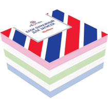 Блок бумаги для записи  (90*90*50мм) цветной,  непроклеенный, 65г/м2, белизна 90%