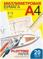 Миллиметровка, папка А4 20л, голубая сетка