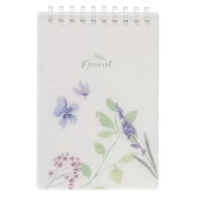 Блокнот А6 пластик, эластичн.гребень, 80л. "Natural blue flowers" тисн.фольгой