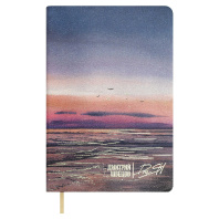 Записная книжка А6  96л. кожзам, мягк.пер. "#Дмитрий Швецов. Морской пейзаж" тисн.фольгой, ляссе