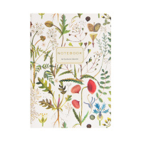 Записная книжка А6-  32л. картон, сшивка "Flora. Луговые травы" кл., софт-тач, фольга