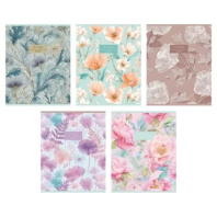 Тетрадь А5 48л кл. Hatber  пласт.обл. "Дыхание цветов" 5диз.в блоке