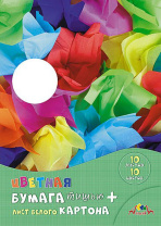 Бумага цв. тишью (калька) А4 10цв. 10л., пл. 25 гр/м2"Ассорти" папка