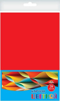 Картон цв. А4  1цв. 20л. Красный, поделочный, немелов., пл. 200 гр/м2, в ПЭТ-пакете