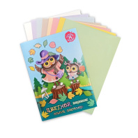 Картон цв. А4  8цв.  8л. немелов., двустор., пл.180гр/м2 "Совки гуляют" пастель