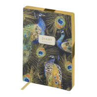 Ежедневник недат. А5 128л., кожзам, мягк.пер. "Fauna. Павлины" ляссе