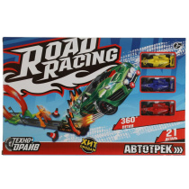 Автотрек 38*25см с катапультой, 3 машинки, петля 360