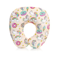 Подушка дорожная 33 см "Единороги" бежевая