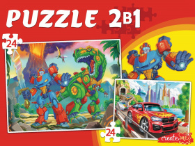 Пазлы    2в1  "Трансформеры и тачки" Create me 24+24 дет.