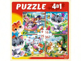 Пазлы    4в1 "Домашние любимцы" 9+16+25+36 элементов