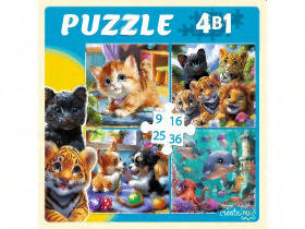 Пазлы    4в1 "Удивительное в мире животных" 9+16+25+36 элементов