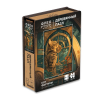 Пазлы деревянные 500 элементов 400*300мм  "Кот Фортуны"