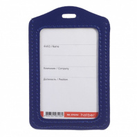 Бейдж 72*112 мм. экокожа, вертикальный, синий