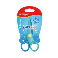 Ножницы детские KEYROAD безопасные, симметр.кольца, блистер, ассорти