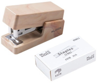 Степлер Deli Nusign 24/6, 26/6 +скобы 830шт., мини, бежевый