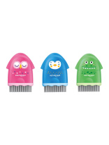 Точилка и ластик 3 в 1 пласт.с контейнером  1 отв.,KEYROAD с щеткой