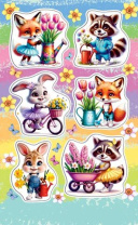 Наклейки детские 15*9см  "Звери"