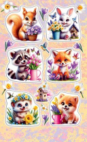 Наклейки детские 15*9см  "Звери"