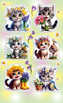 Наклейки детские 15*9см  "Котики"