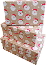 Набор подарочных коробок 3в1 "Дед мороз" 19*12*6.5, 21*14*8, 23*16*9.5см