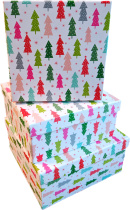 Набор подарочных коробок 3в1 "Ёлочки" 15.5*15.5*6.5, 17.5*17.5*8 , 19.5*19.5*9.5см