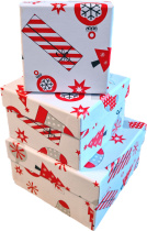 Набор подарочных коробок 3в1 "Новый год" 9*9*6, 11*11*7, 13.5*13.5*8см