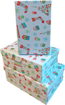 Набор подарочных коробок 3в1 "Праздничный" 19*12*6.5, 21*14*8, 23*16*9.5см