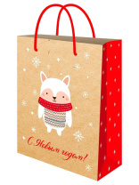 Пакет подар. бум. новогодн. 18*23*10см, 130 гр/м "Радостный зверёк"