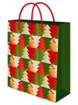 Пакет подар. бум. новогодн. 18*23*10см, 190 гр/м "Ёлки"