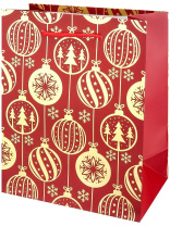 Пакет подар. бум. новогодн. 18*23*10см, 190 гр/м "Золотистые шары"