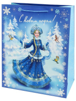 Пакет подар. бум. новогодн. 26*32*13см, 190 гр/м "Снегурочка"