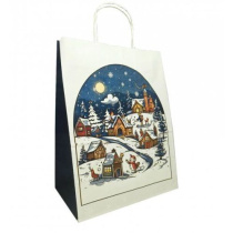 Пакет подар. бумажн. 35*26*15 см, 100 гр/м2  Зимняя сказка, крученые ручки
