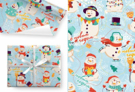 Бумага упаковочная 70*100см "С новым годом!" Снеговик
