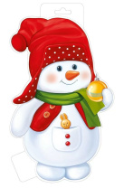 Плакат фигурный 33*20см "Снеговик с шариком"