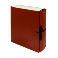 Архивный короб А4, 50 мм, бумвинил, 4 завязки, бордовая