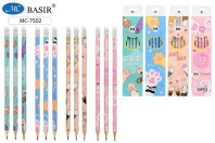 Карандаш Лапки деревянный, HB, с ластиком