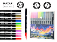 Набор маркеров акварельных  12цв. кистевидн./файнлайнер Maestro, двусторон.