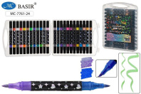 Набор маркеров двусторон.с блестками  48цв. кистевидн. "Basir" 1-4мм