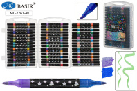 Набор маркеров двусторон.с блестками  96цв. кистевидн. "Basir" 1-4мм