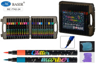 Набор маркеров с блестками  24цв. кистевидн. "Basir" 1-5мм