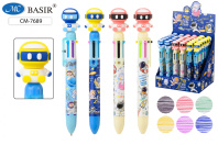 Ручка шар. многоцв. 6-ти цветная, "Космонавт"