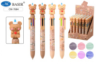 Ручка шар. многоцв. 6-ти цветная, "Медвежонок"